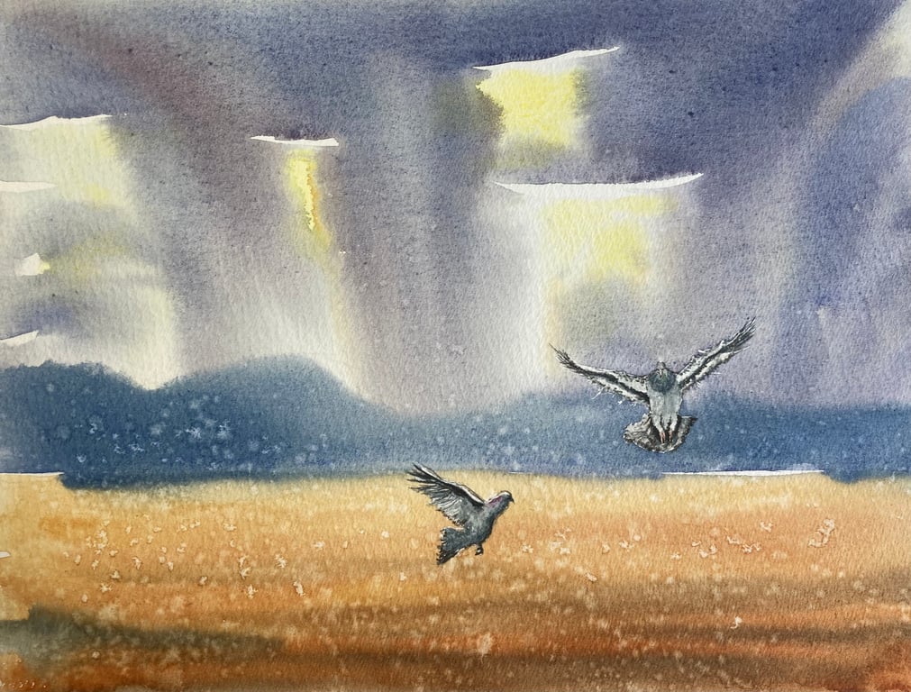 Easby fields after the storm (Pure Original Watercolour)