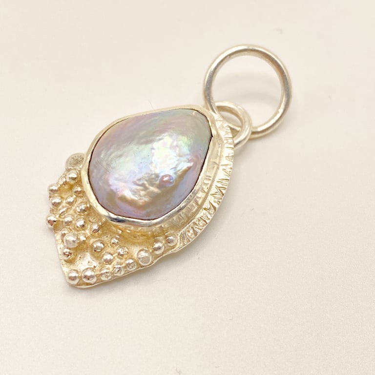 Pearl and Silver Pendant Handmade 