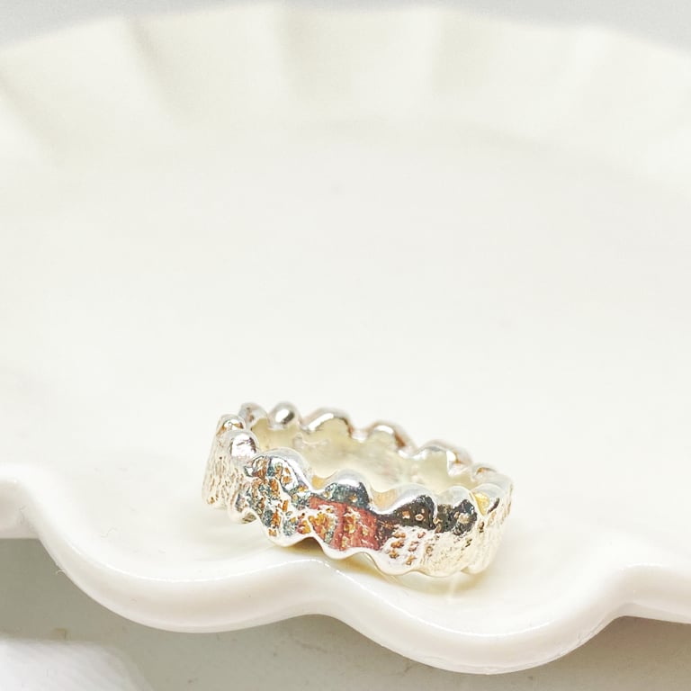 Chunky Textured Silver Ring Handmade 