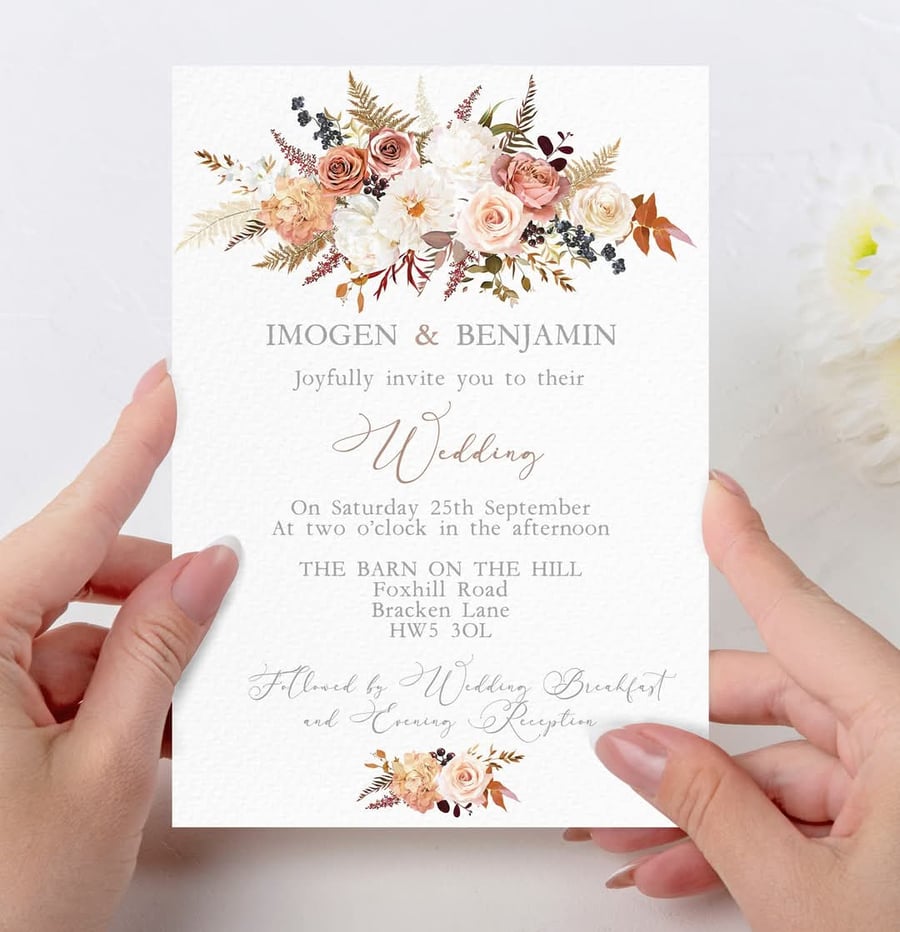 Autumn Wedding Invitation SAMPLE. Matching items available.