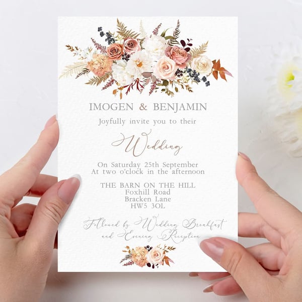 Autumn Wedding Invitation SAMPLE. Matching items available.