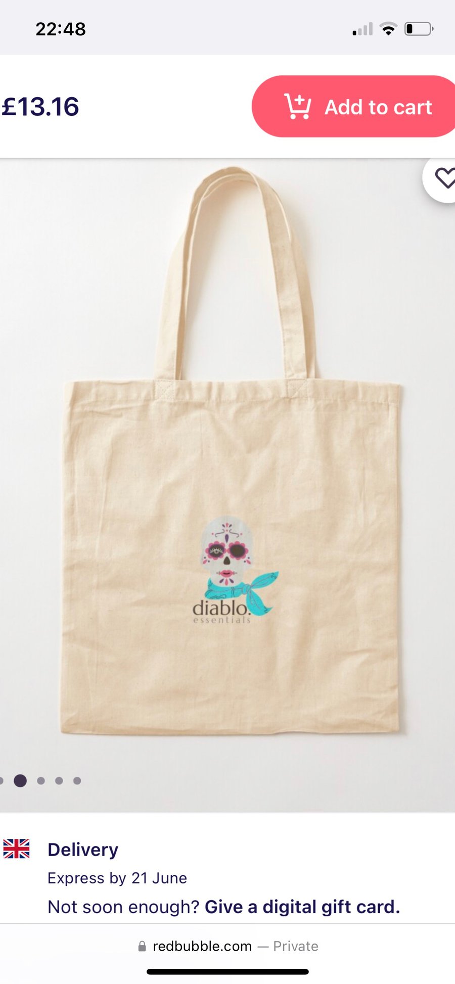 Printed tote , Diablo essentials logo