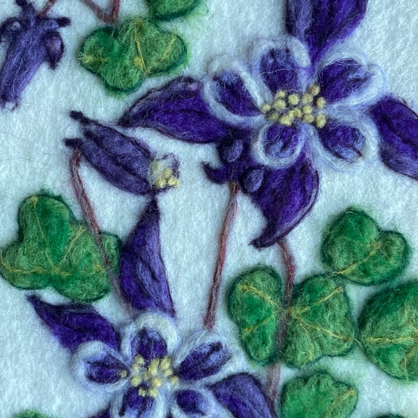 A Hand-Felted Aquilegia Textile Artwork