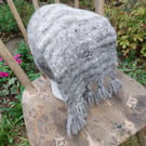 Handspun, Hand-knitted 5-Tassel Hat in Jacobs Wool