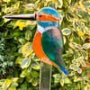 Fused glass kingfisher garden plant pot decoration sun catcher 