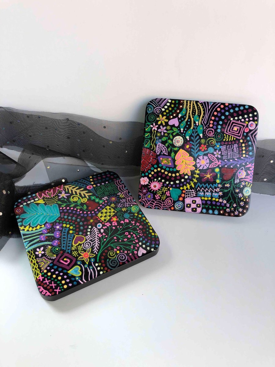  hand painted coasters x2