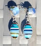 Surfite & Blue Seaglass Earrings Fine & Sterling Silver Jewellery Gift Upcycled - Image 2