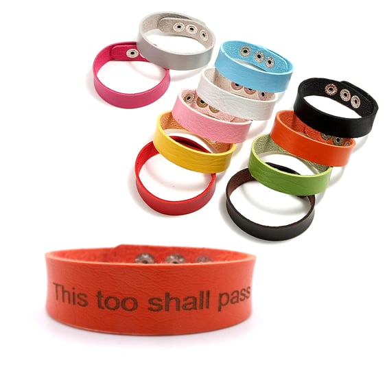 This Too Shall Pass Bracelet - Adjustable - Faux Leather - Choice of Colours