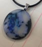 Seaglass Inspired Fused Glass Speckled Blue Pendant