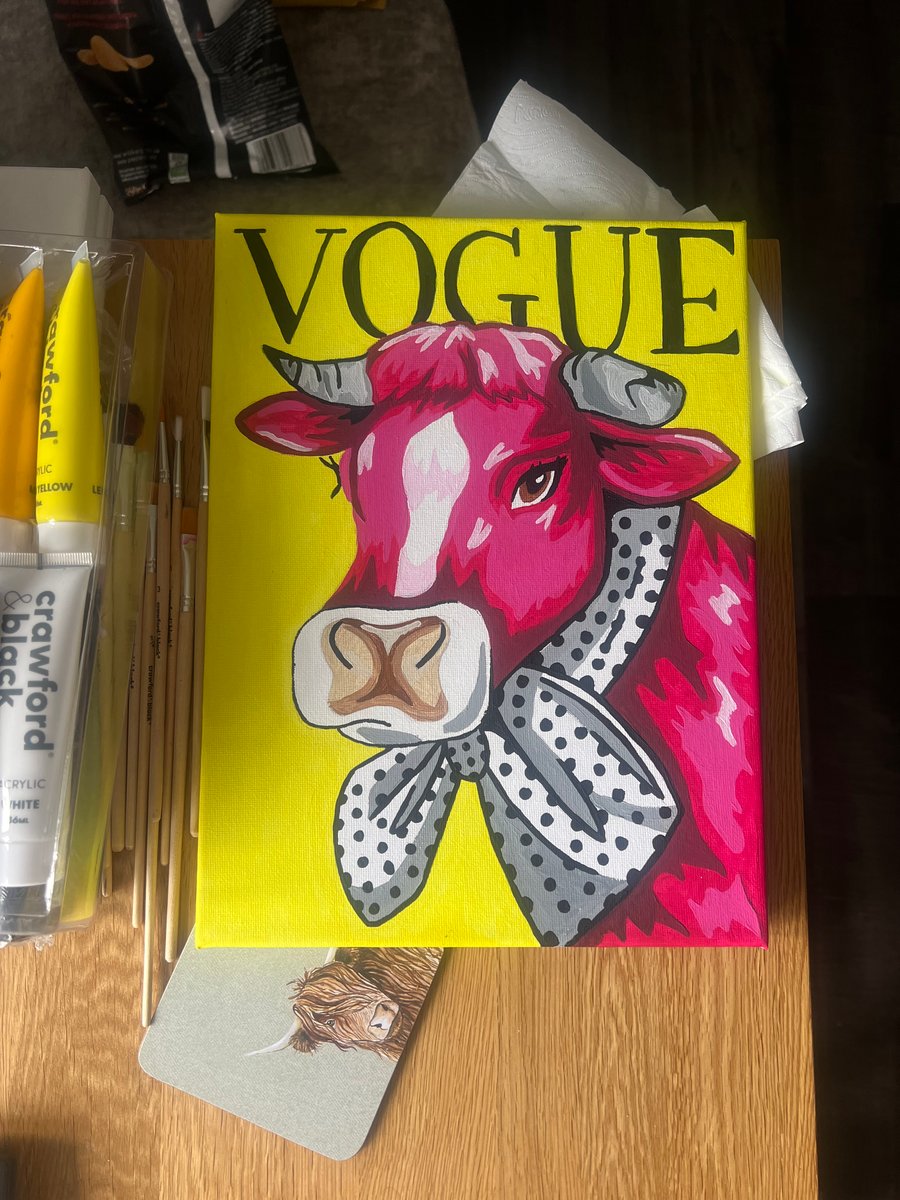 Hand made Vogue Cow Painting