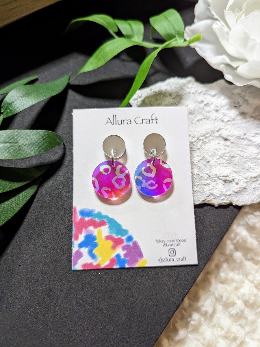 Iridescent Leopard Print Acrylic Earrings