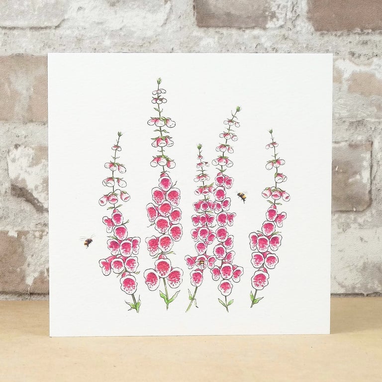 Card Foxglove Floral Card Garden Blank