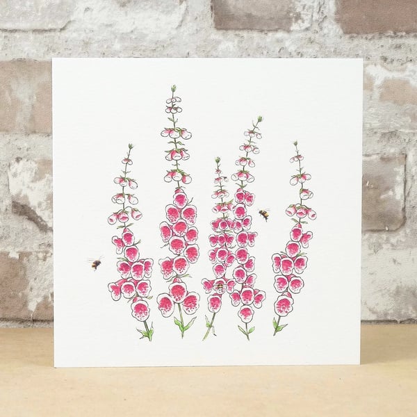 Card Foxglove Floral Card Garden Blank