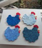Crochet Chicken Coasters - All Blues  - Image 2