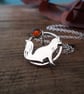 Little Fox Silver Pendant with Hessonite Garnet 