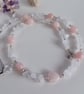 Blush Rose Quartz & Clear Quartz Necklace, Handmade Beaded Gemstone Choker - Image 7