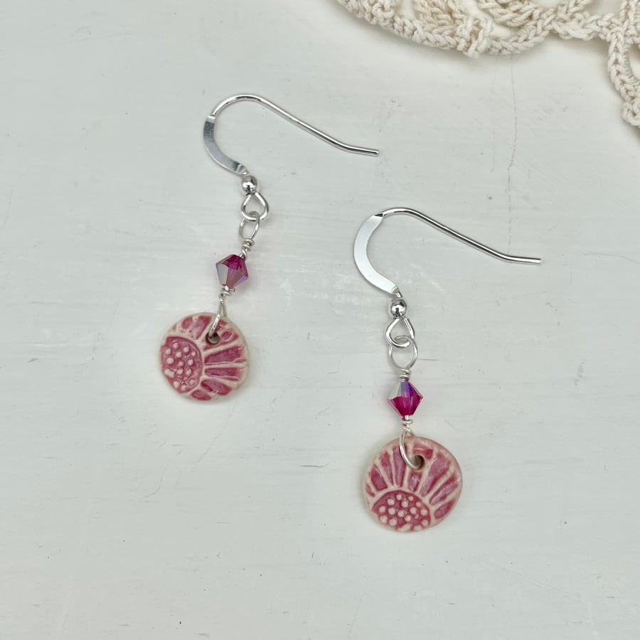 Pretty Handmade Drop Dangly Earrings - Fuschia Pink - Ideal Gift E07