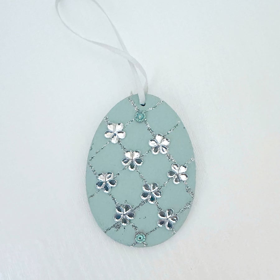 Easter egg decoration - hanging jewelled egg, handmade