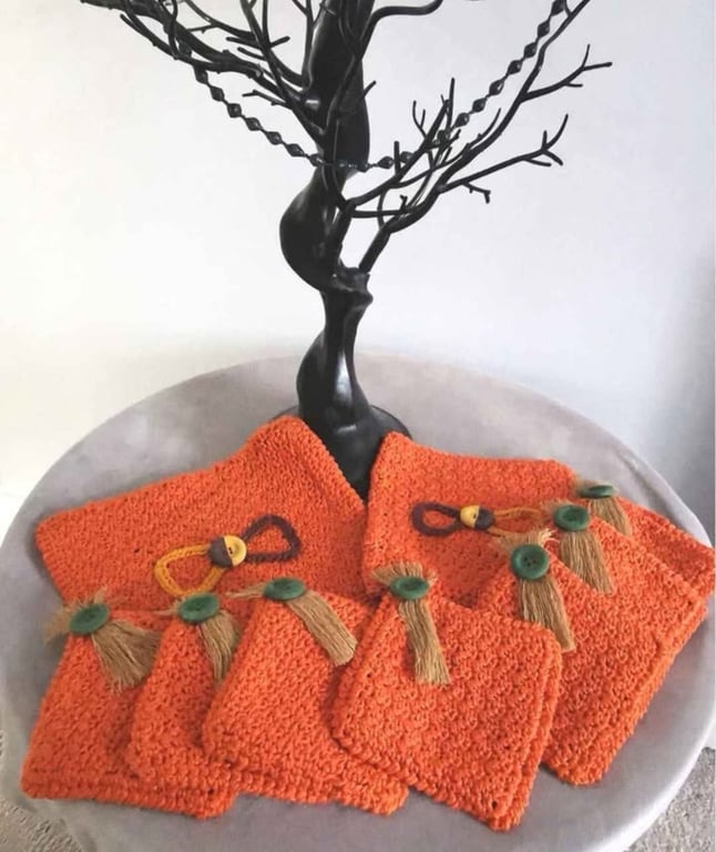 9- Piece Crocheted Harvest Coaster Set