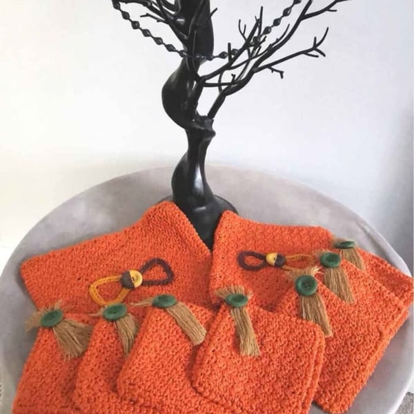 9- Piece Crocheted Harvest Coaster Set