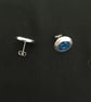 Scroll Edged Brilliant Blue Stud Earrings - Image 6