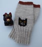 Black Cat Merino Wool Fingerless gloves