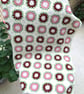 Pretty Flower Merino and Acrylic Burgandy, Pink, Cream Thick Crochet Cot Blanket - Image 1