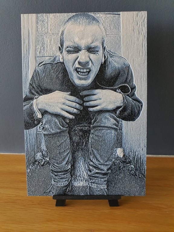 Trainspotting Toilet Hueforge Portrait 3D Printed Artwork Print