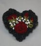 Embroidered Brooch - Red Roses Heart - Image 3