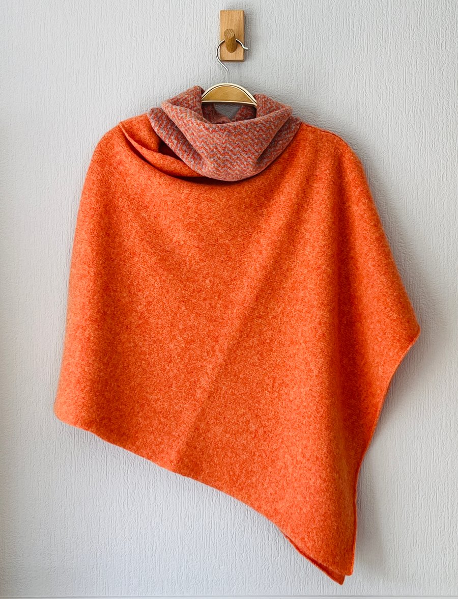 Poncho - Orange Wrap soft merino lambswool