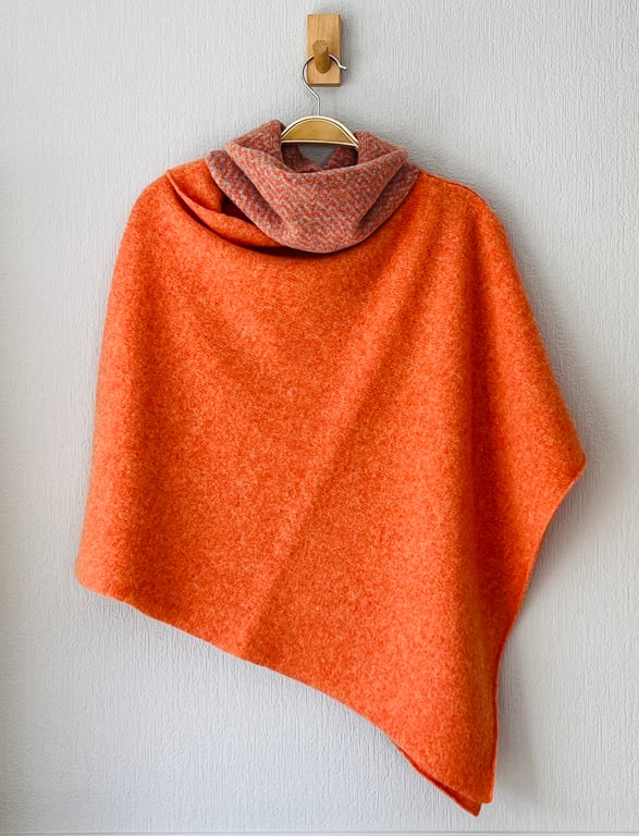 Poncho - Orange Wrap soft merino lambswool