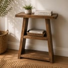 Handmade Rustic Wooden Hallway Cabinet: Angled Bookshelf Console Table Home Deco