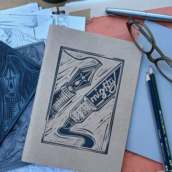 'Mightier than the Sword', Lino Printed Sketchbook