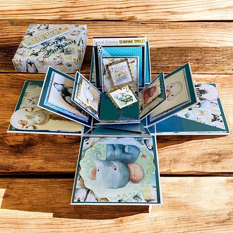 Exploding 3D Animal Birthday Keepsake Pop-Up Box for a Child