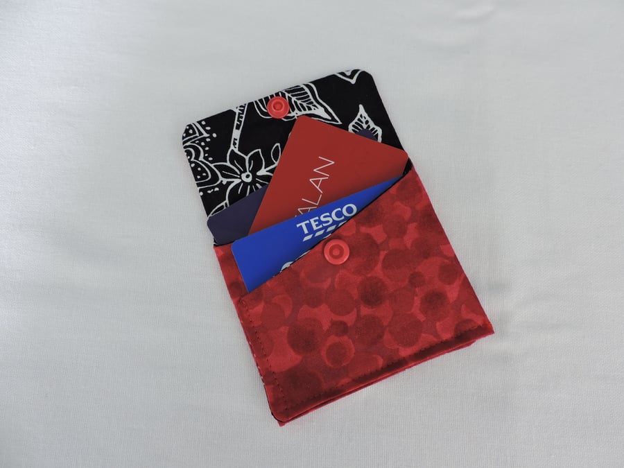 Seconds Sunday  Wallet for Store Cards  Credit Cards  Red and Black 