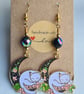 Cat Moon Earrings  - Dark Faceted AB Beads - Image 5