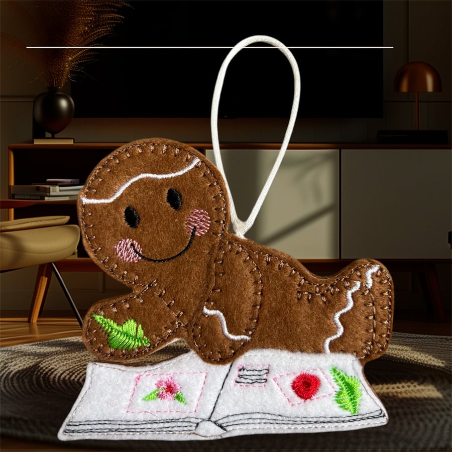 Scrapbooking Gingerbread person Embroidered Hanging Keepsake