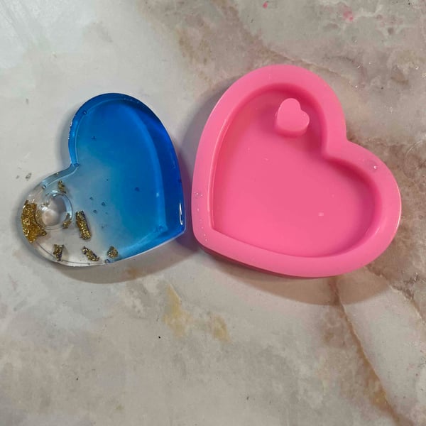 (Customise & Add Name or Pic) Handmade Resin Heart Keychain 