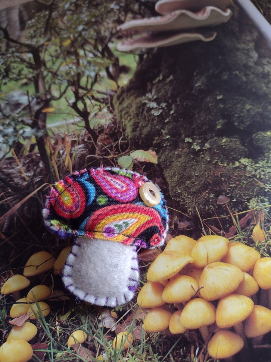 Felt and fabric Jolly Toadstool brooch