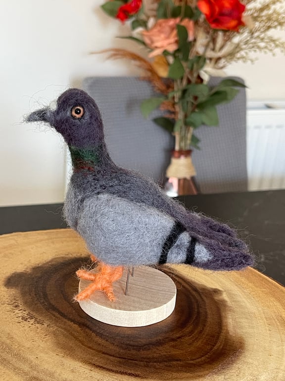 Handmade Needle Felted Pigeon Mini Figure