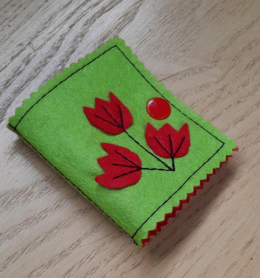 Poppy Applique Sewing Needle Case 