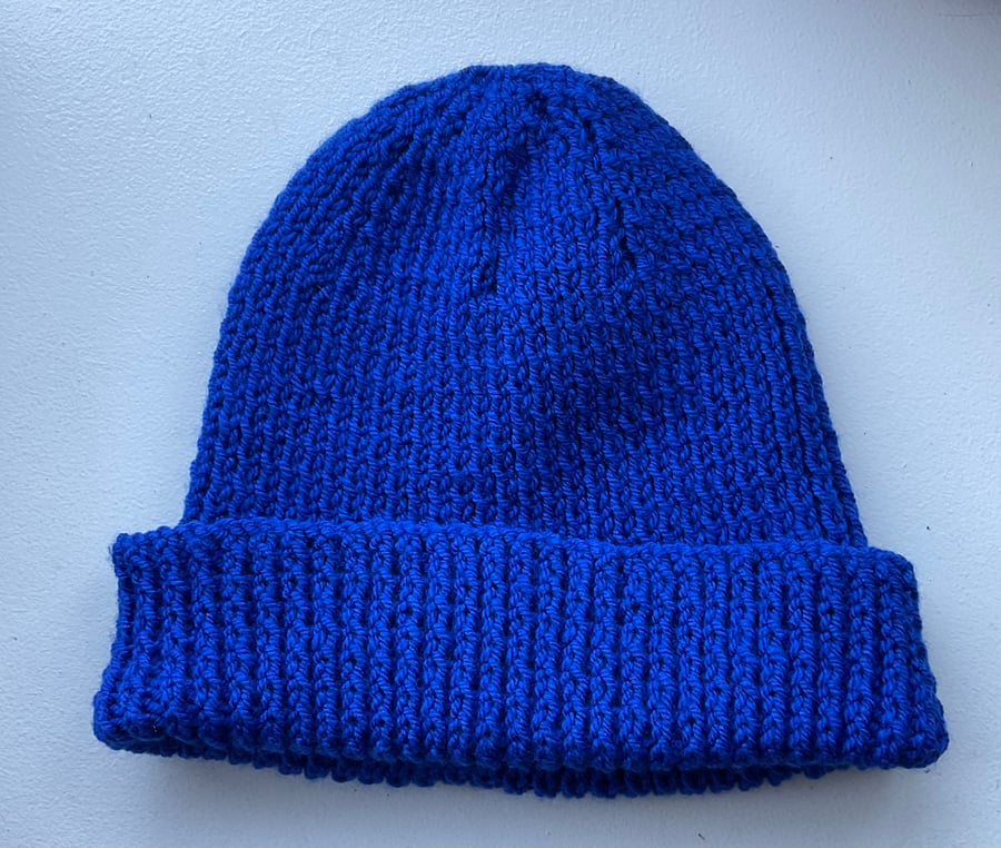 Royal Blue Knitted beanie hat Winter Warmer Christmas gift 