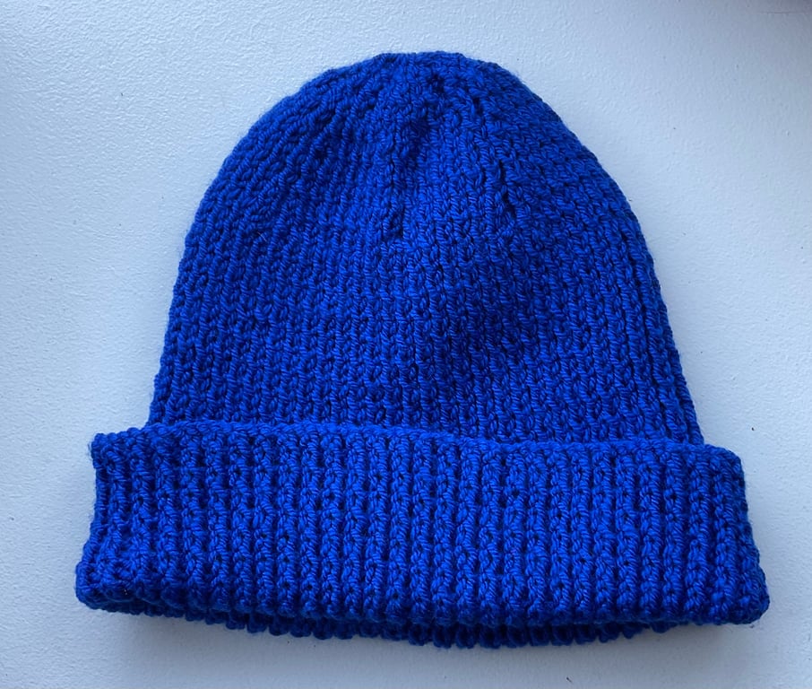 Royal Blue Knitted beanie hat Winter Warmer Christmas gift 