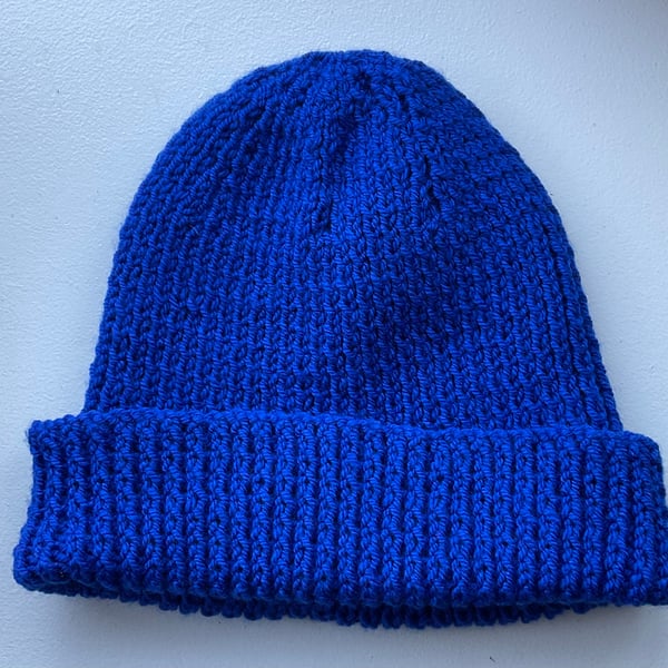 Royal Blue Knitted beanie hat Winter Warmer Christmas gift 