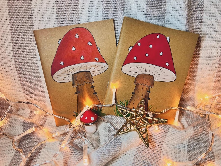 Handpainted mushroom notebook