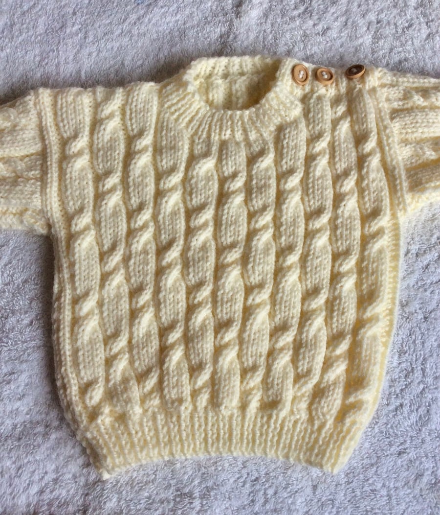 Hand knitted baby aran jumper