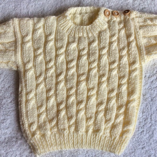 Hand knitted baby aran jumper
