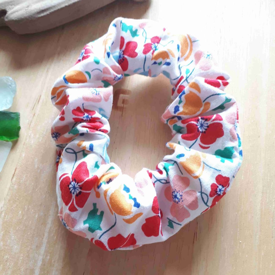 Medium Scrunchies, Multi-coloured Floral, Ponytail Hairstyle, A73