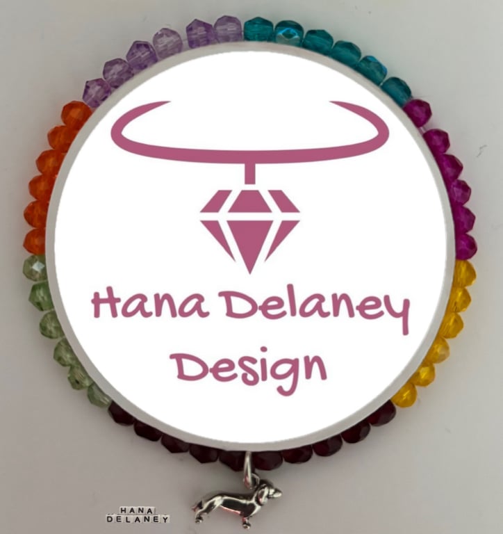 Rainbow beaded dachshund bracelet 