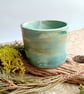 Small rustic mug,tea cup, water colour design green design no4 (no handle)